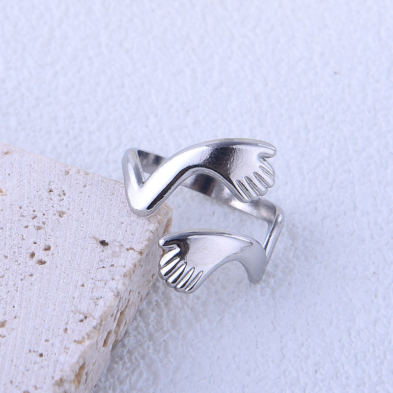 Anello Minimalista Geometrico in Acciaio al Titanio per Uomo e Donna con Finitura Placcata e Fascia Aperta Regolabile