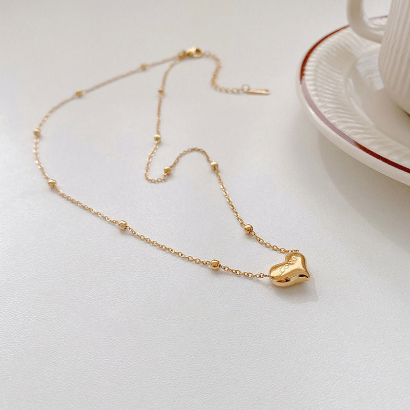 Minimalist Titanium Steel Plated Heart Letter Necklace Snake Chain Women Jewelry
