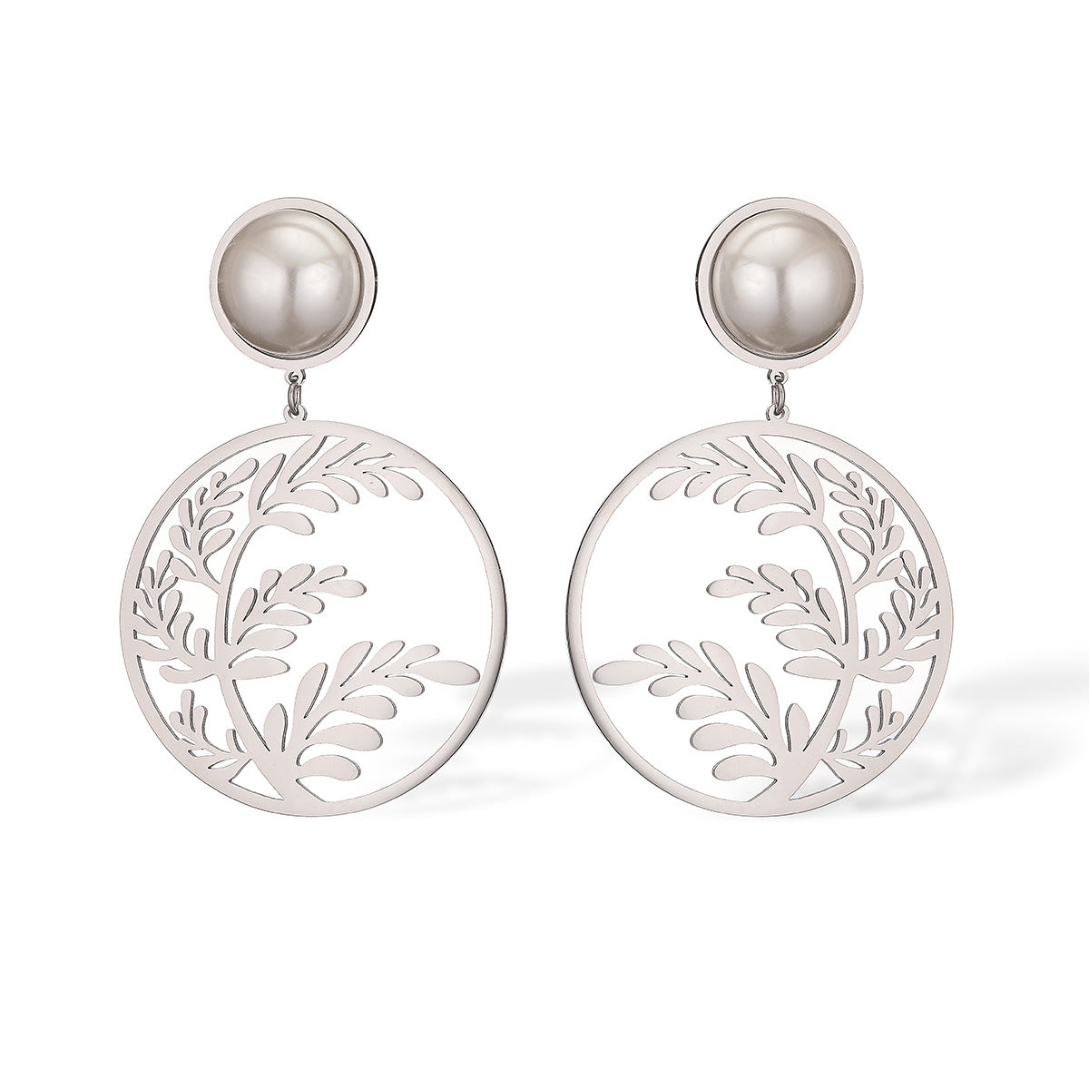 Minimalist Geometric Asymmetrical Leaf-Shaped Titanium Steel Earrings for Women with Real Gold Plating