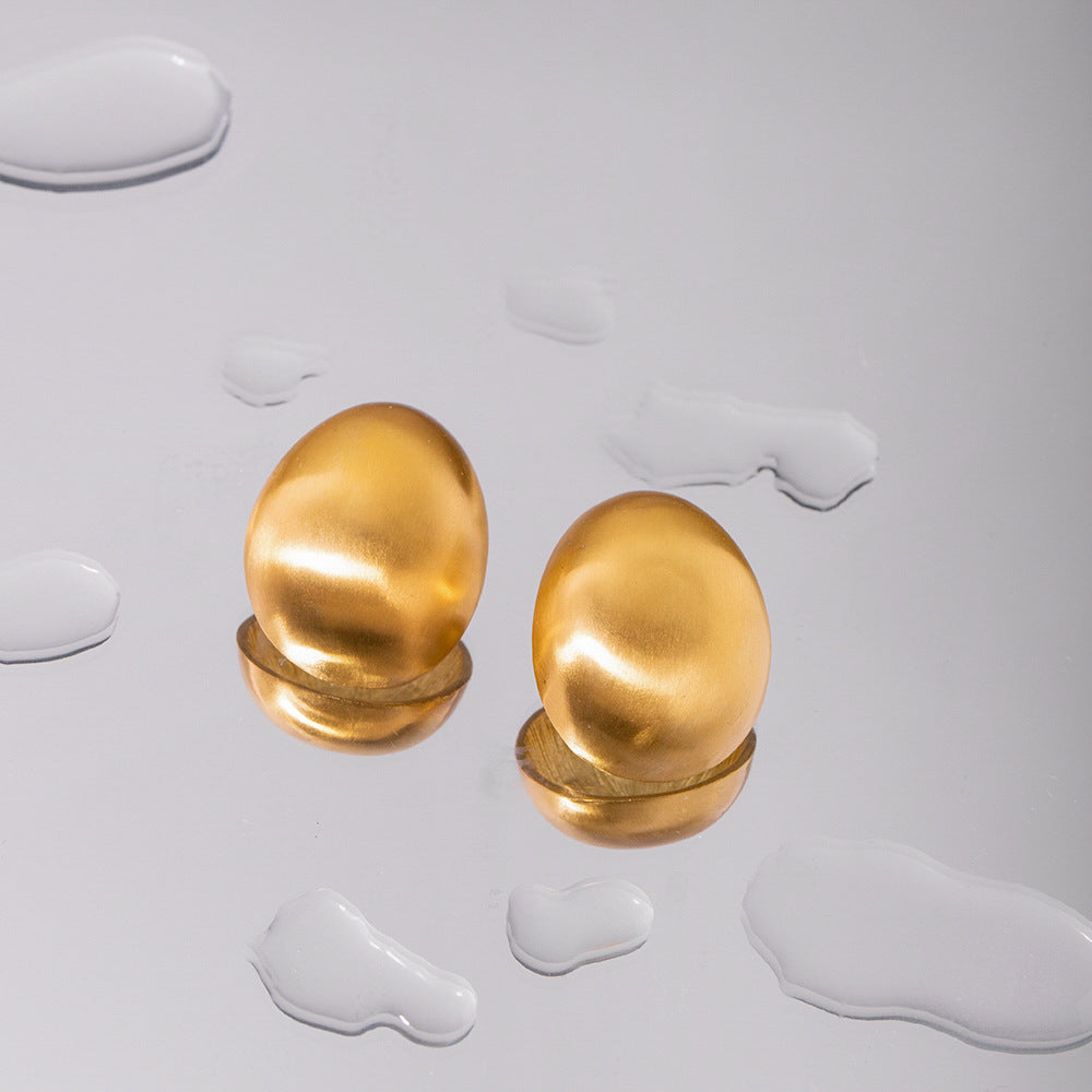 Minimalist 18K Gold Plated Brushed Oval Geometric Stainless Steel Earrings for Women