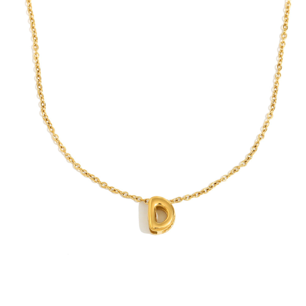 Fashionable Minimalist Letter Pendant Necklace in Stainless Steel with 18K Gold Plating for Women