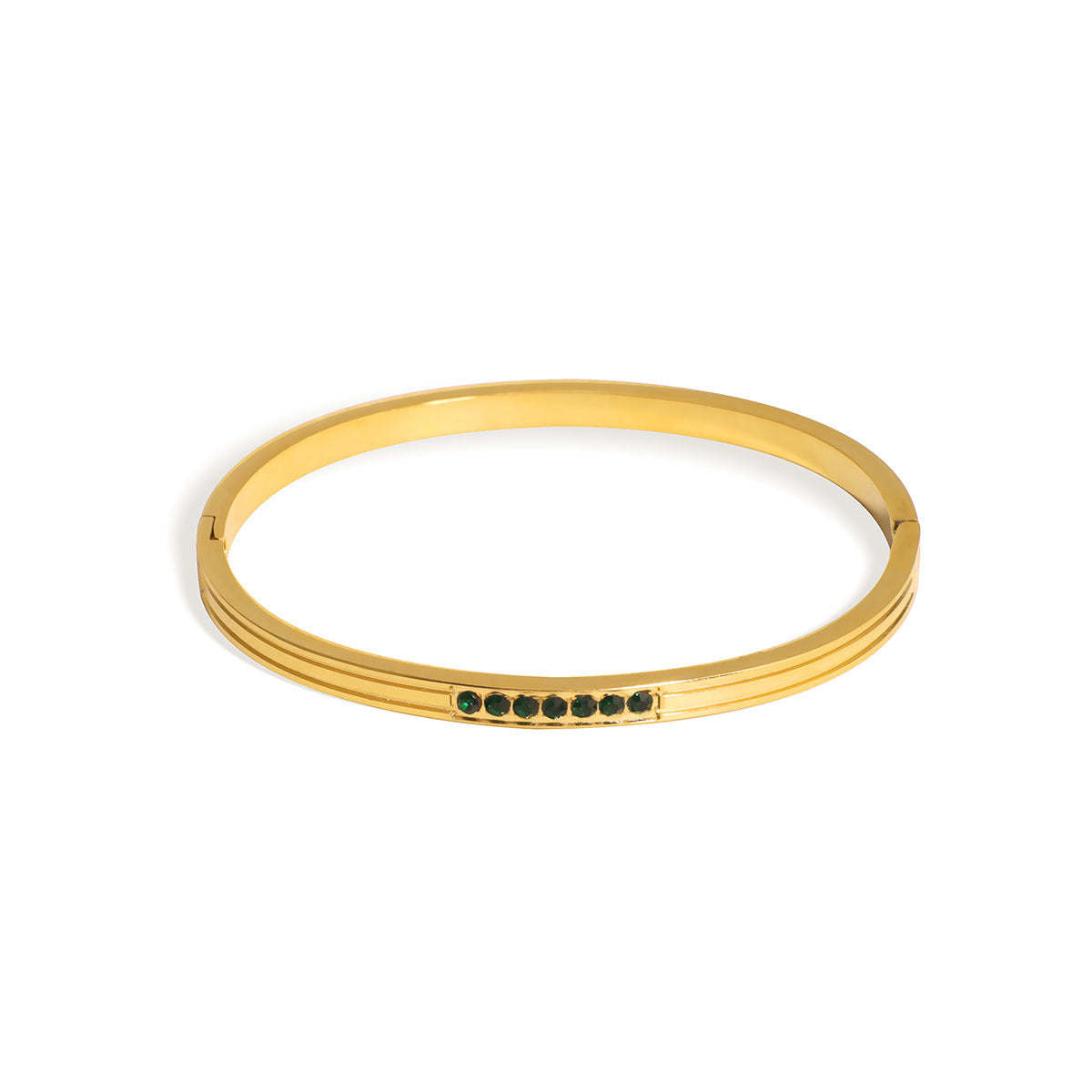 Bracciale Minimalista Geometrico in Acciaio Inossidabile Placcato con Strass Colorati, Chiusura a Scatto Ipoallergenica, Gioielli Lussuosi per Tutti i Giorni