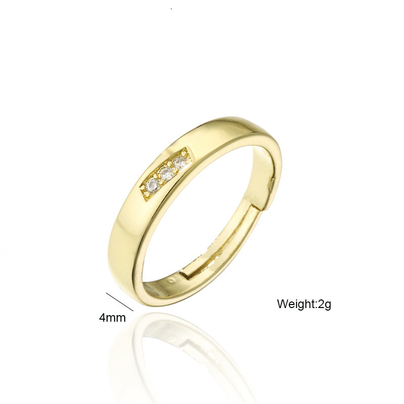 Geometric Brass Micro-set Ring with 18K Gold Plated Finish for Women