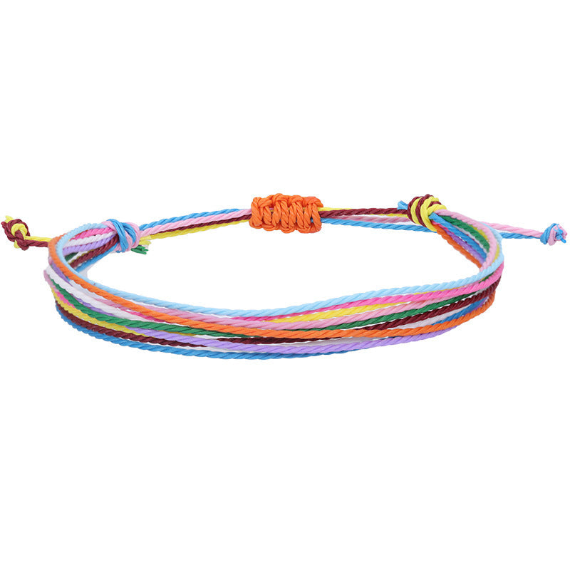 Bohemian Sweet Handmade Braided Wax Cord Bracelet U Shape Unisex Lucky Charm