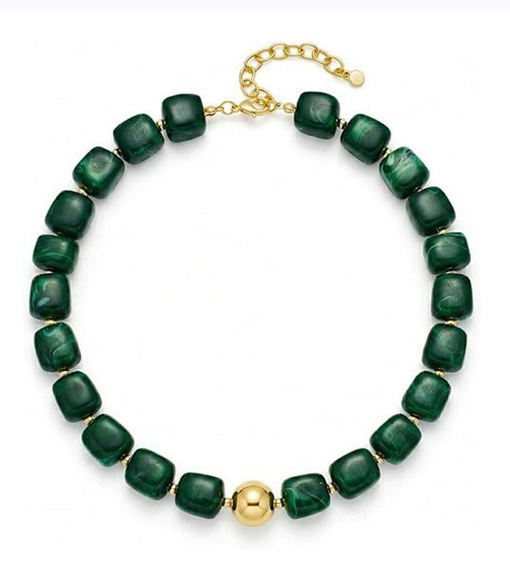Luxury Heart Resin Pendant Acrylic Bead Necklace for Women