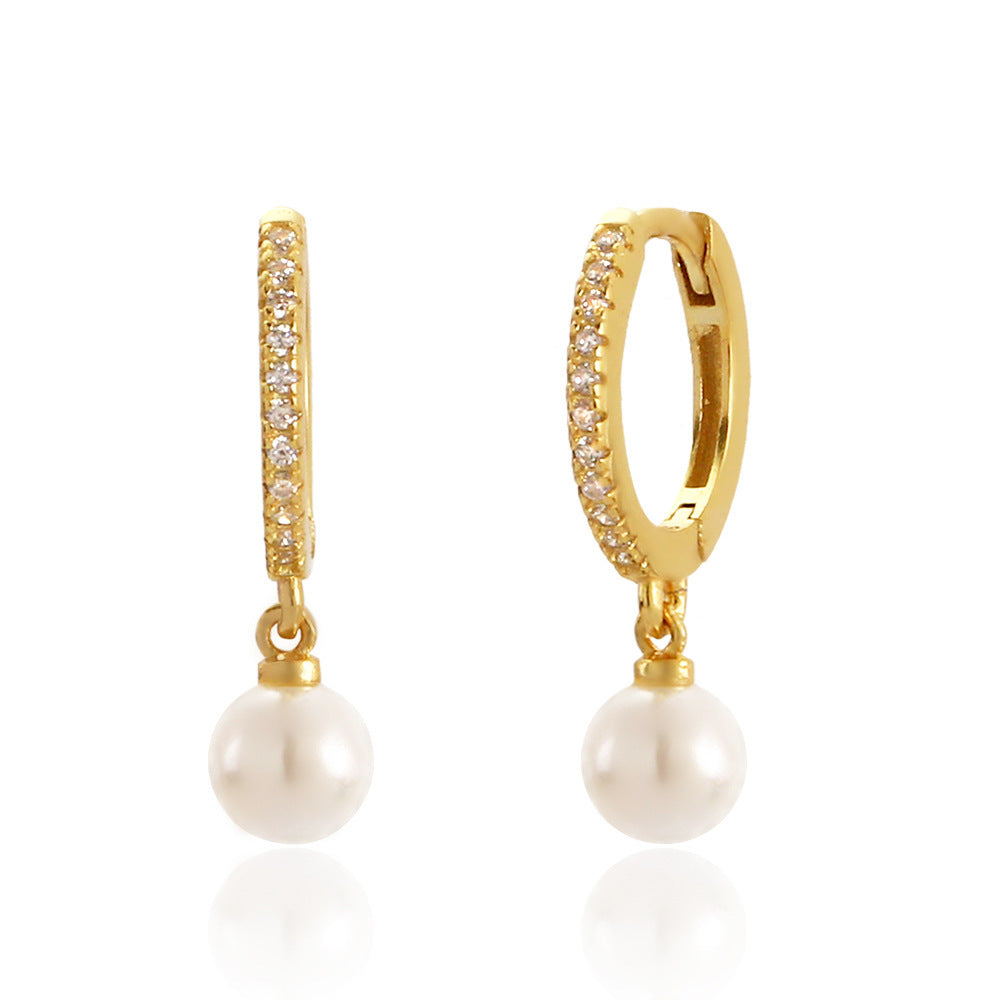 Minimalist Geometric S925 Sterling Silver Stud Earrings with Micro-Pavé Detailing for Women