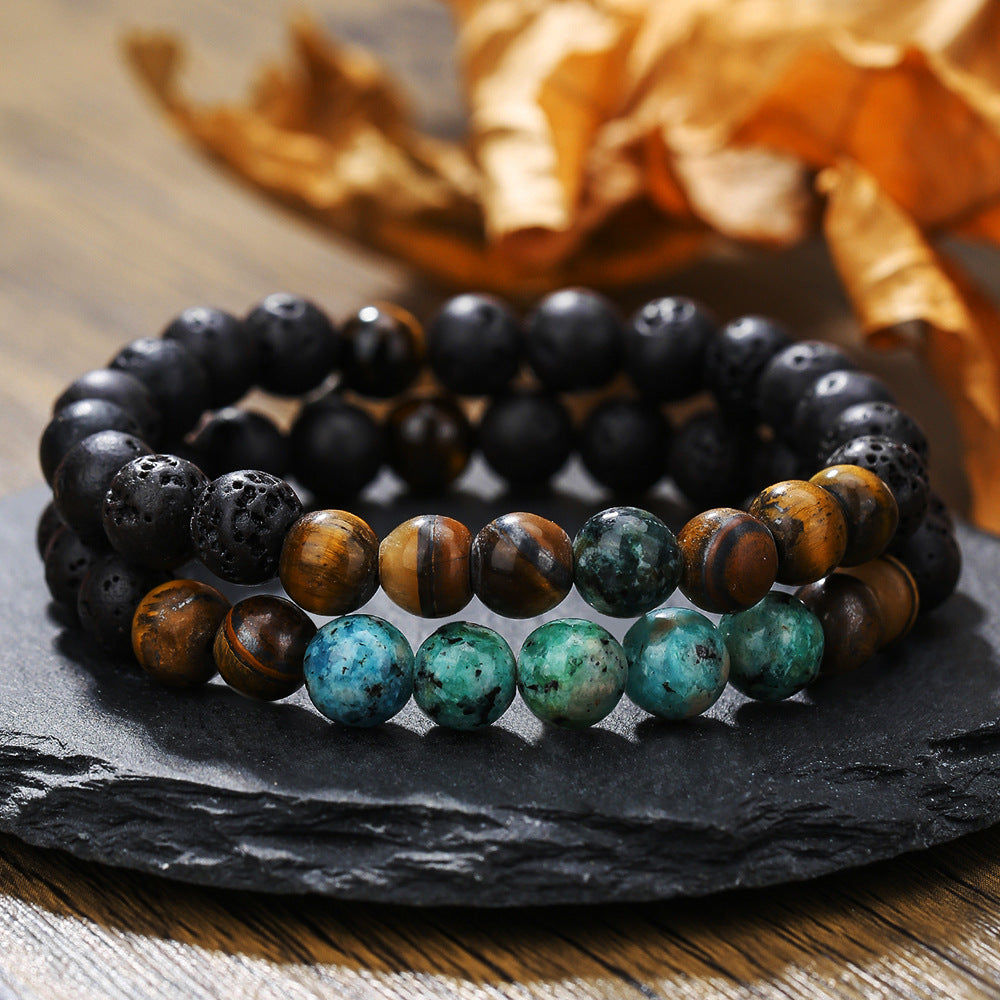 Micro-Pave Cubic Zirconia Geometric Dice Matte Brass Bracelet Set