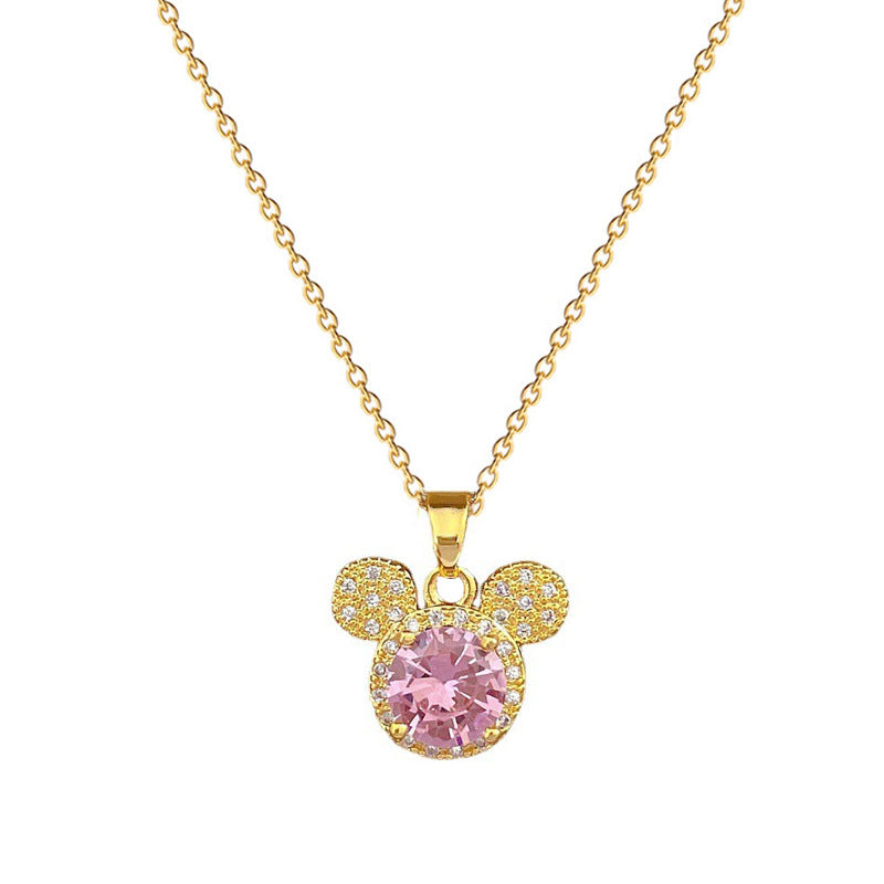 Collana Geometrica con Strass in Acciaio al Titanio di Lusso Cartone Animato