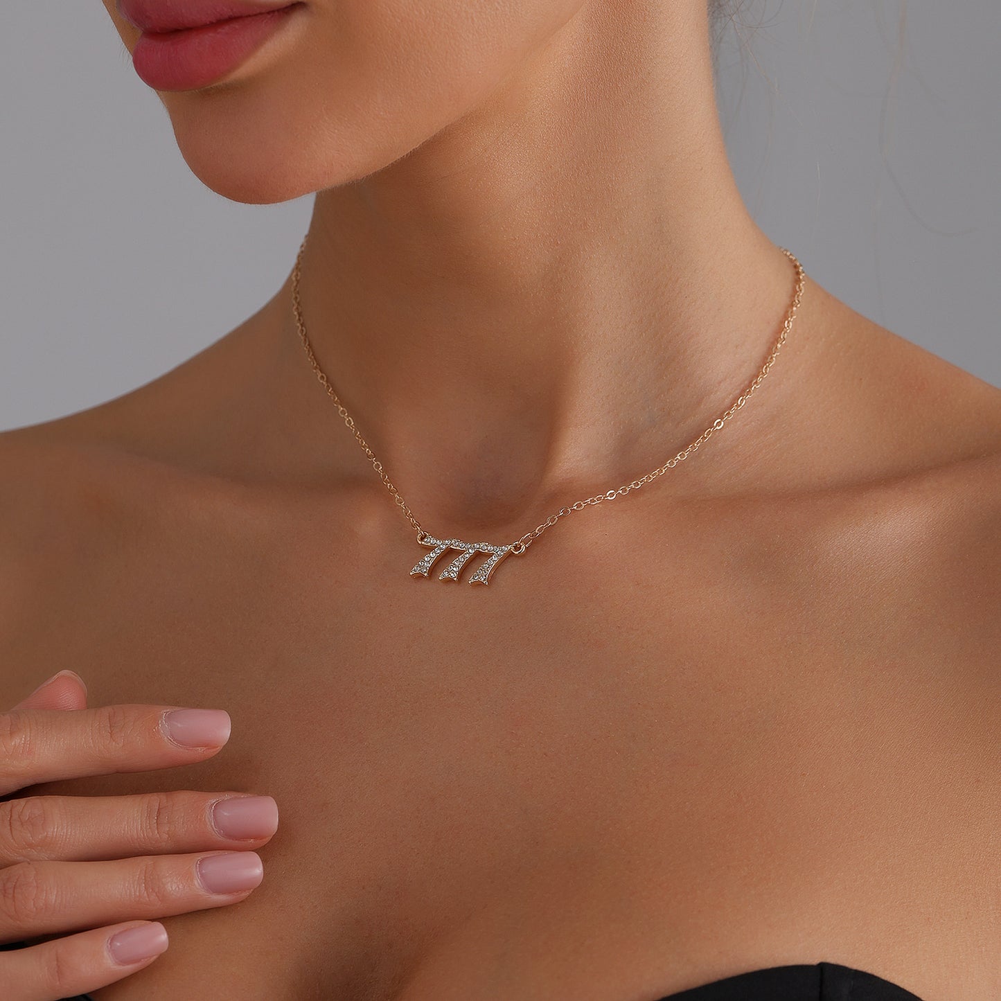 Minimalist Luxury Number 777 Pendant Necklace in Alloy with Electroplated Finish for Women