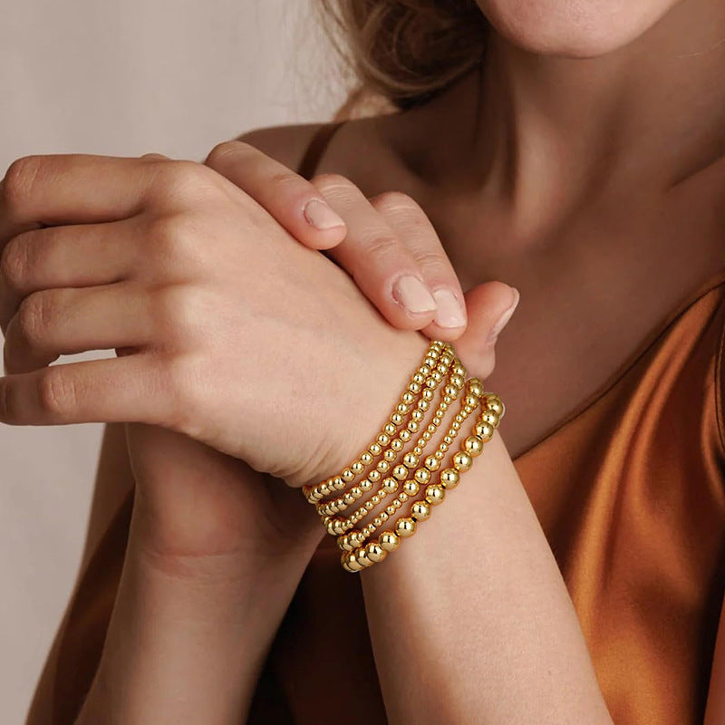 Gold Plated Hematite Beaded Stretch Bracelet Set