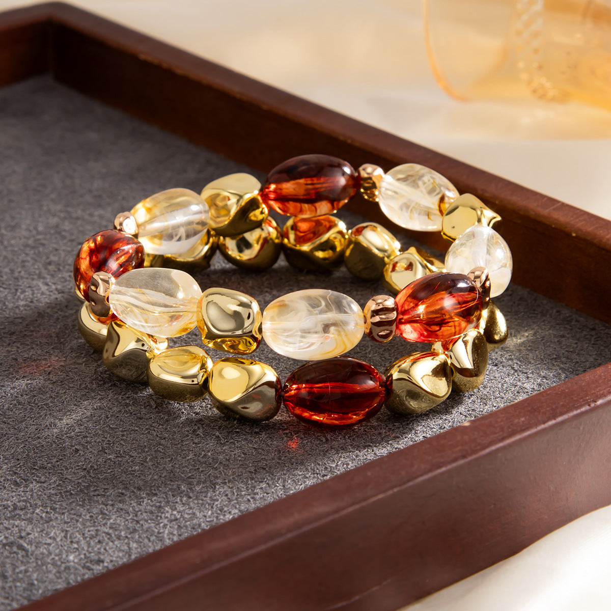 Geometric Gradient Resin Beaded Bracelet for Women