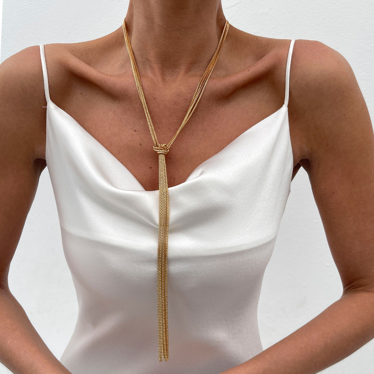 Minimalist Geometric Plated Iron Tassel Necklace for Women
