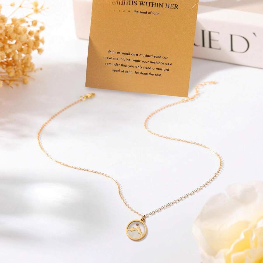Personalized Geometric Round Stainless Steel Plated Curb Chain Necklace Unisex