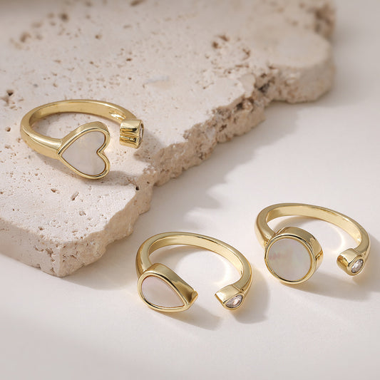 Minimalist Vintage 18K Gold Plated Brass Geometric Heart Open Ring