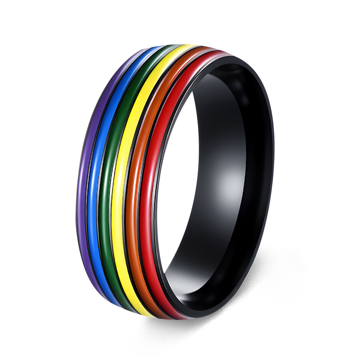 Anillo de acero inoxidable unisex con goteo geométrico de aceite