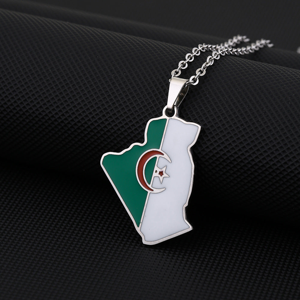 Collana pendente geometrica vintage in acciaio inossidabile con finitura smaltata unisex