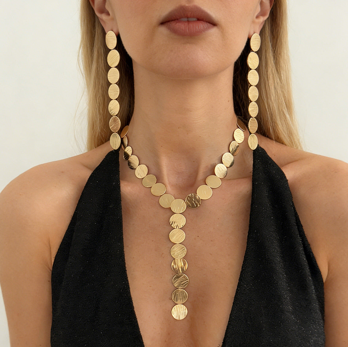 Minimalist Luxury Geometric Round Iron Plated Y-Shape Necklace