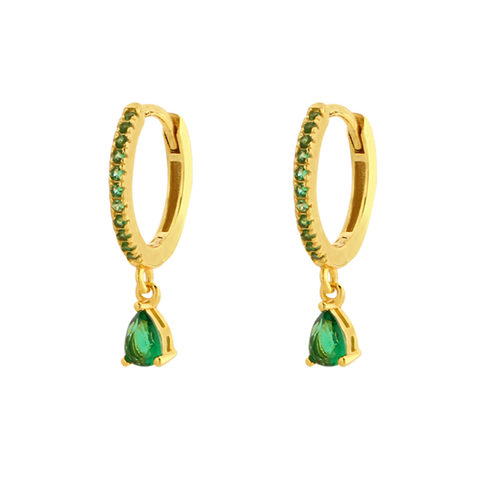 Elegantes Pendientes de Plata de Ley 925 con Forma de Trébol, Esmalte Verde Esmeralda y Detalles de Pedrería para Mujer