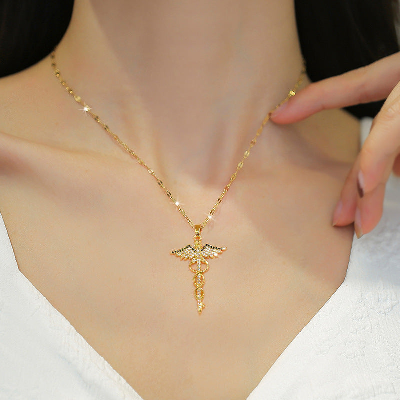 Collar de lujo de acero de titanio con mariposas y diseño geométrico para mujer, fiesta, cadena para la clavícula
