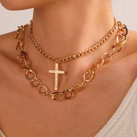 Sweet Rhinestone Inlaid Alloy Butterfly Evil Eye Bow Pendant Necklace with Curb Chain for Women