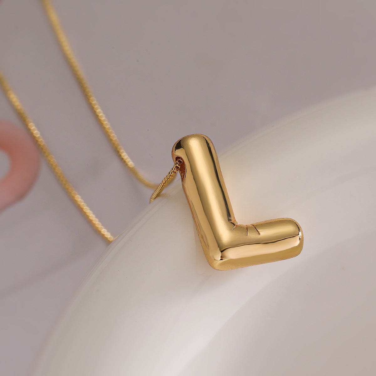 Minimalist Irregular Geometric Letter Balloon Pendant Necklace for Women