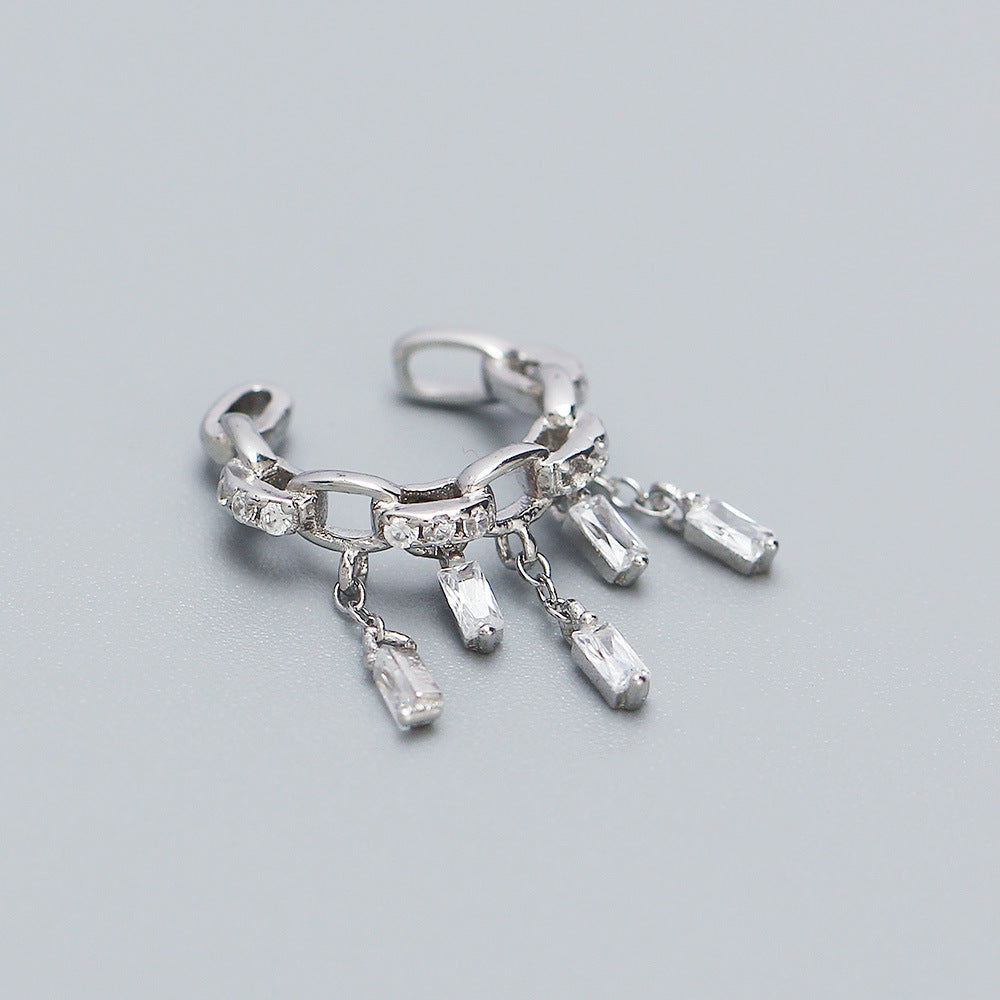 Orecchini a Clip in Argento Sterling S925, Geometrici, Dolci e Audaci, con Nappa, da Donna