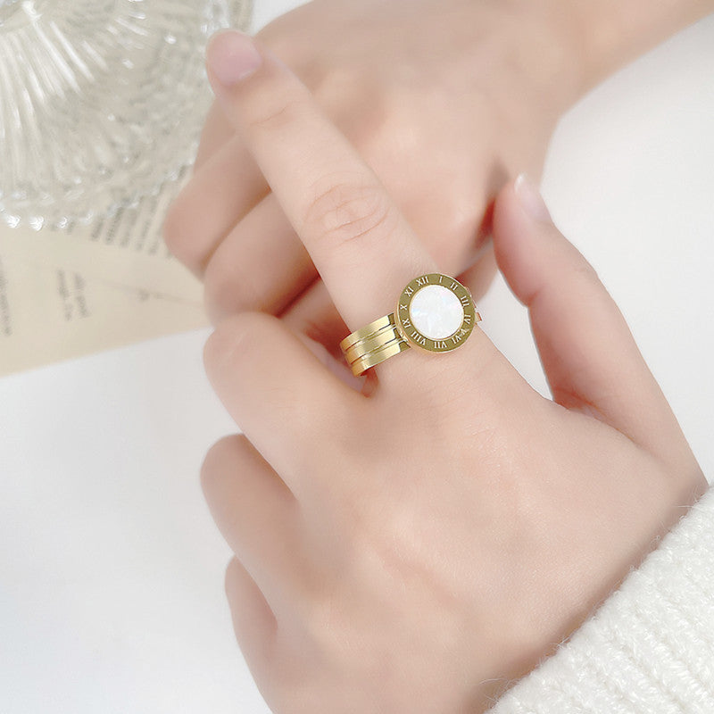 Minimalist Business Heart Titanium Steel Plated Ring for Unisex
