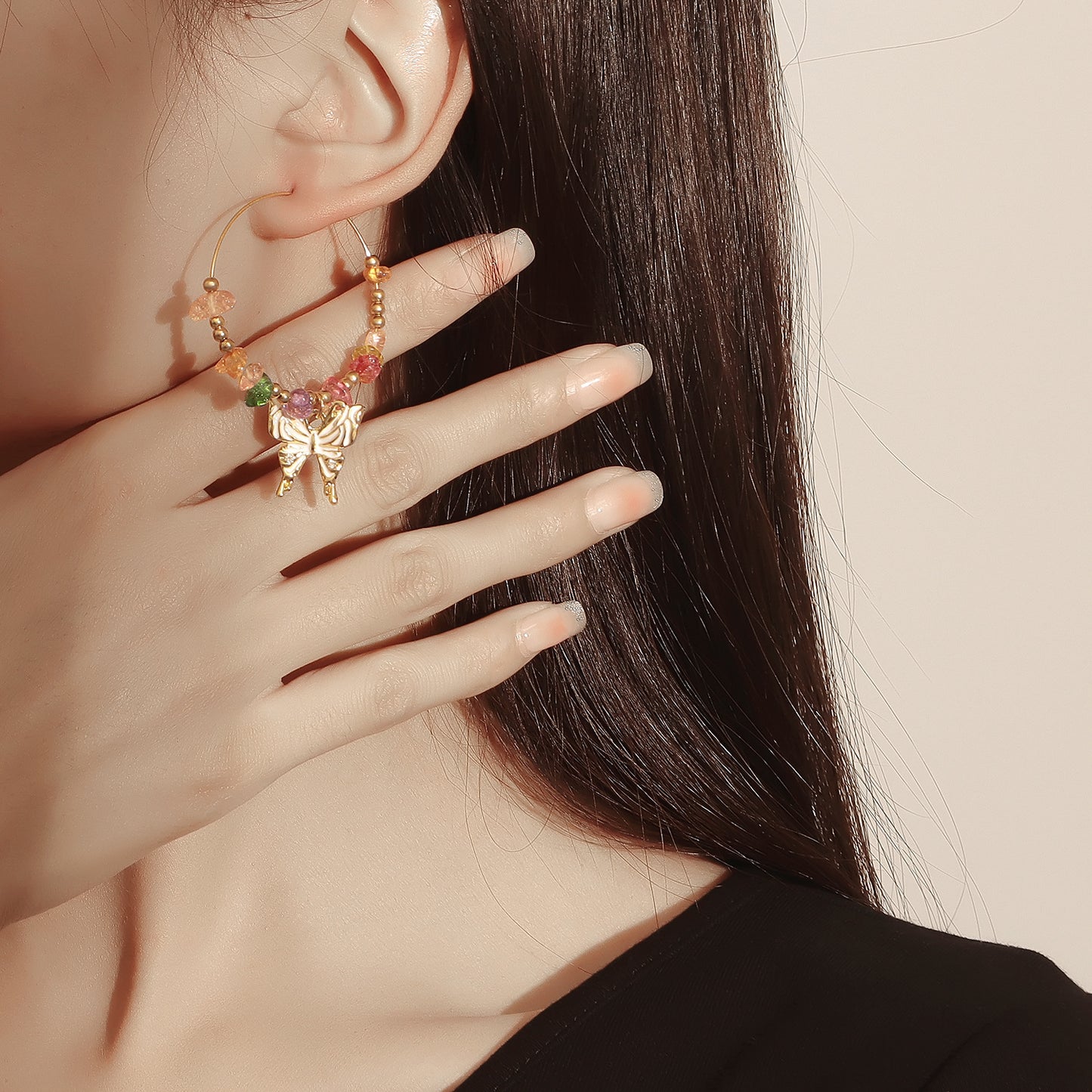 Pendientes de aro bohemios geométricos de turquesa para mujer con acabado de aleación chapada y motivo lunar inspirado en la naturaleza