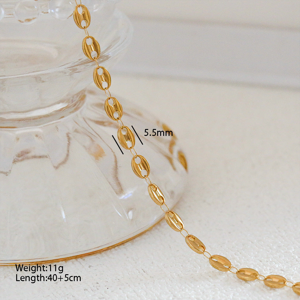 Collana a Catena a Serpente Minimalista in Acciaio Inossidabile da Abbinare Ciondolo in Acciaio al Titanio Design a Cartone Animato a Forma di U Stile Medaglione Unisex