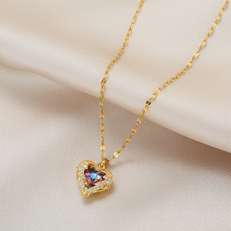 Minimalist Bow-Shaped Titanium Steel Necklace with Pearl Inlay Pendant on Pearl Chain for Women