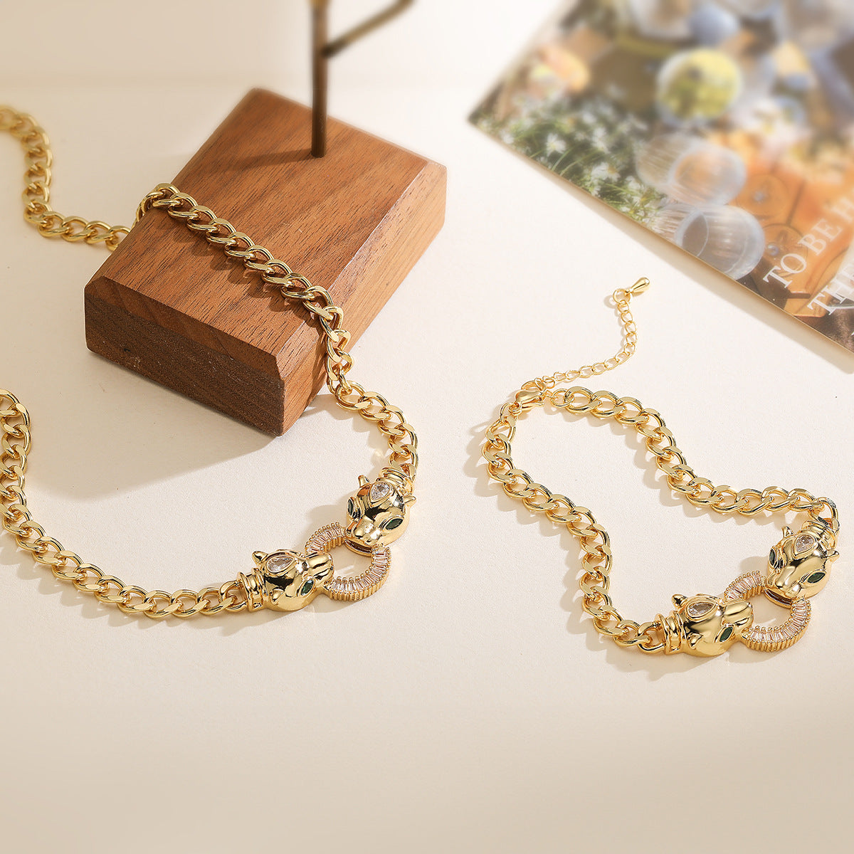 Minimalist Hip-hop 18K Gold Plated Brass Leopard Pendant Necklace