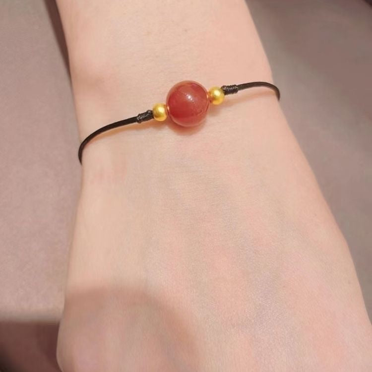 Collana Unisex Originale in Agata Rossa Geometrica con Cordino Regolabile