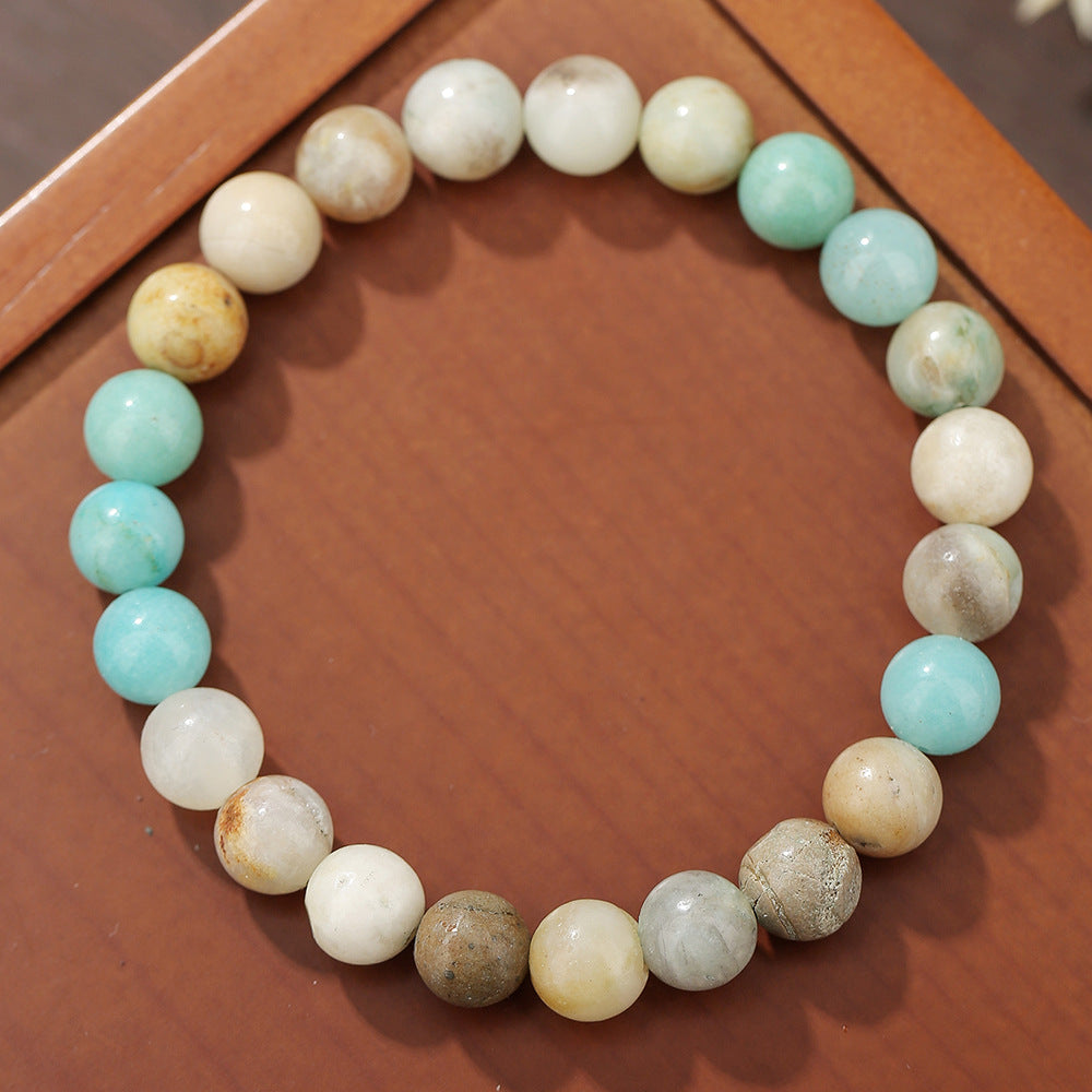 Vintage Bohemian Round Geometric Volcanic Stone Tiger Eye Rose Quartz Black Agate Amethyst Beaded Bracelet Unisex