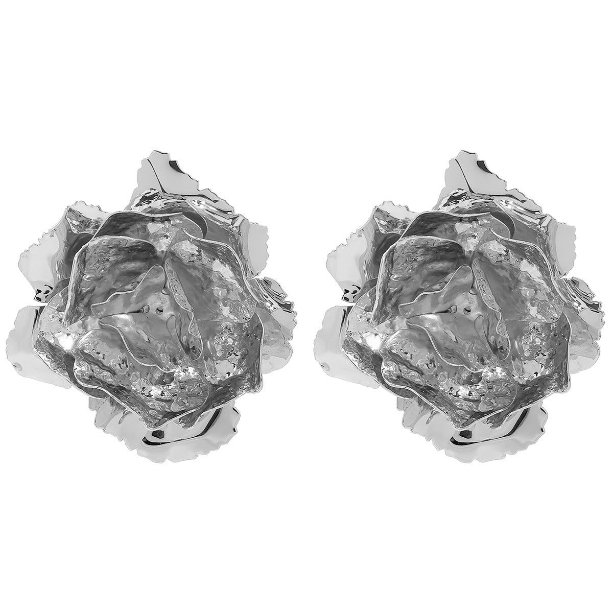 Orecchini in ferro a forma di rosa floreale vintage da donna con finitura galvanizzata