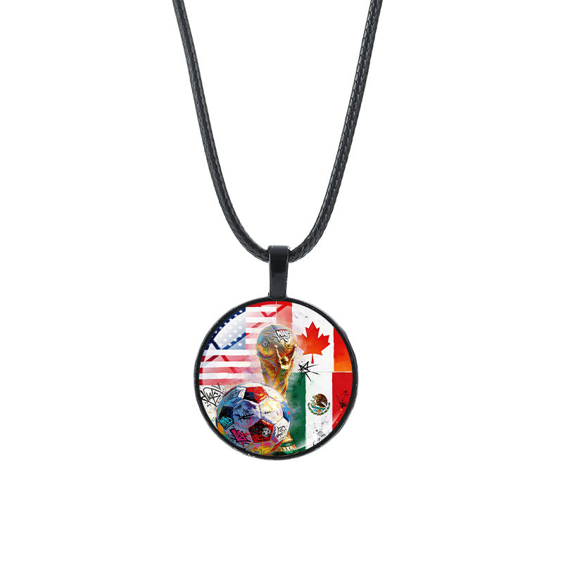 Vintage Sporty Geometric Alloy Plated Crystal Pendant Necklace Unisex