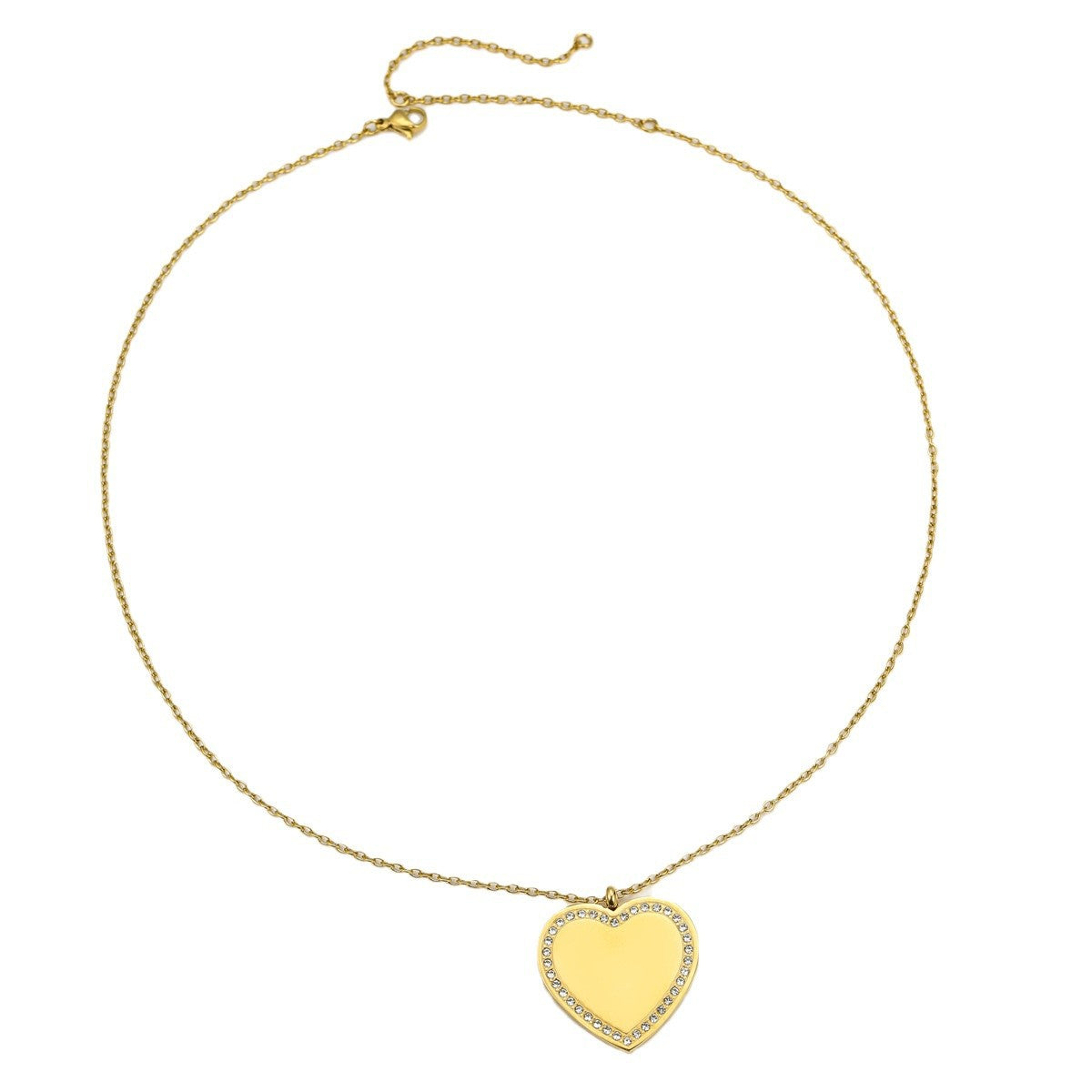 Collana da donna a cuore geometrica minimalista in acciaio inossidabile con intarsio di zirconi e placcatura in oro 18 carati
