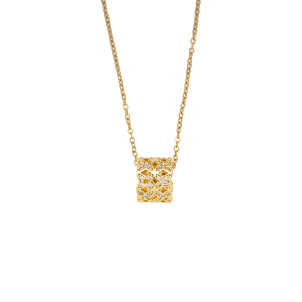Minimalist Geometric Waist-Shaped Pendant Necklace for Women in Titanium Steel with Gold Plating