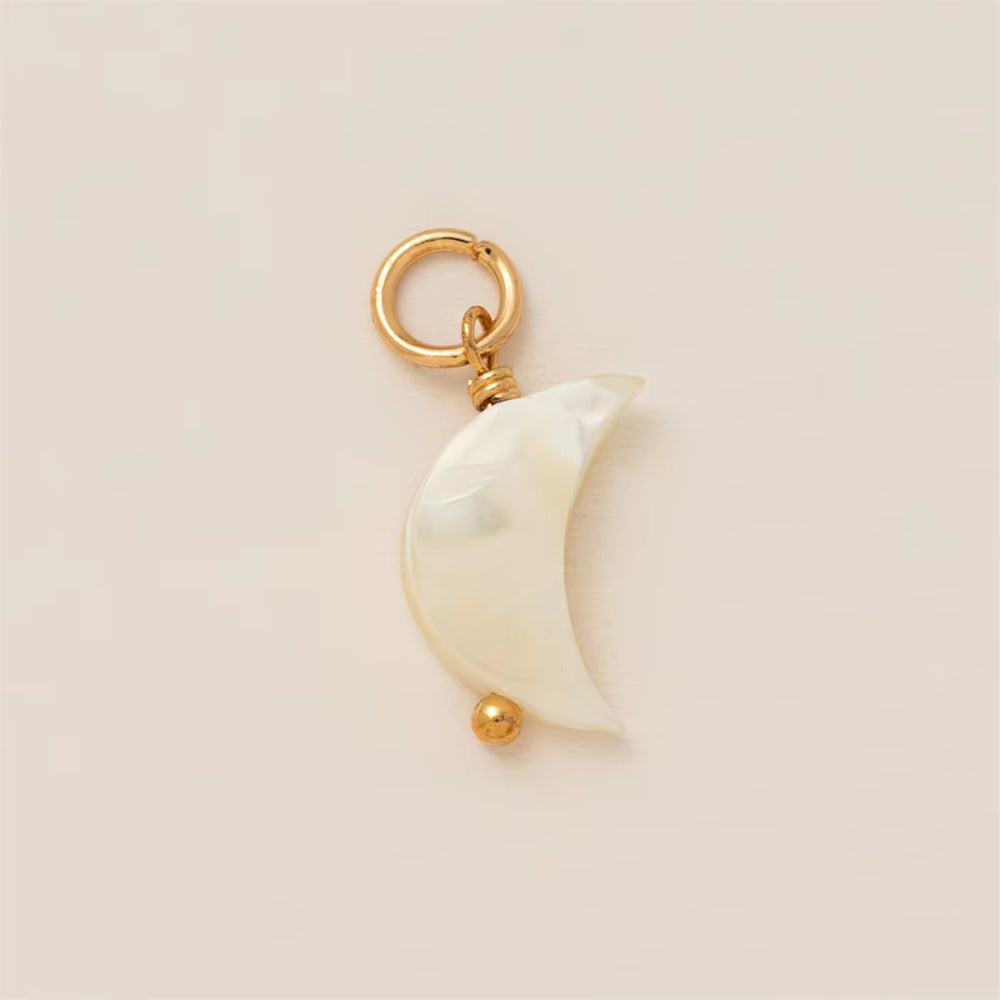 Ciondolo Bar Vintage in Acciaio Inossidabile Placcato Oro 18K con Motivo Geometrico Sole, Luna e Stella
