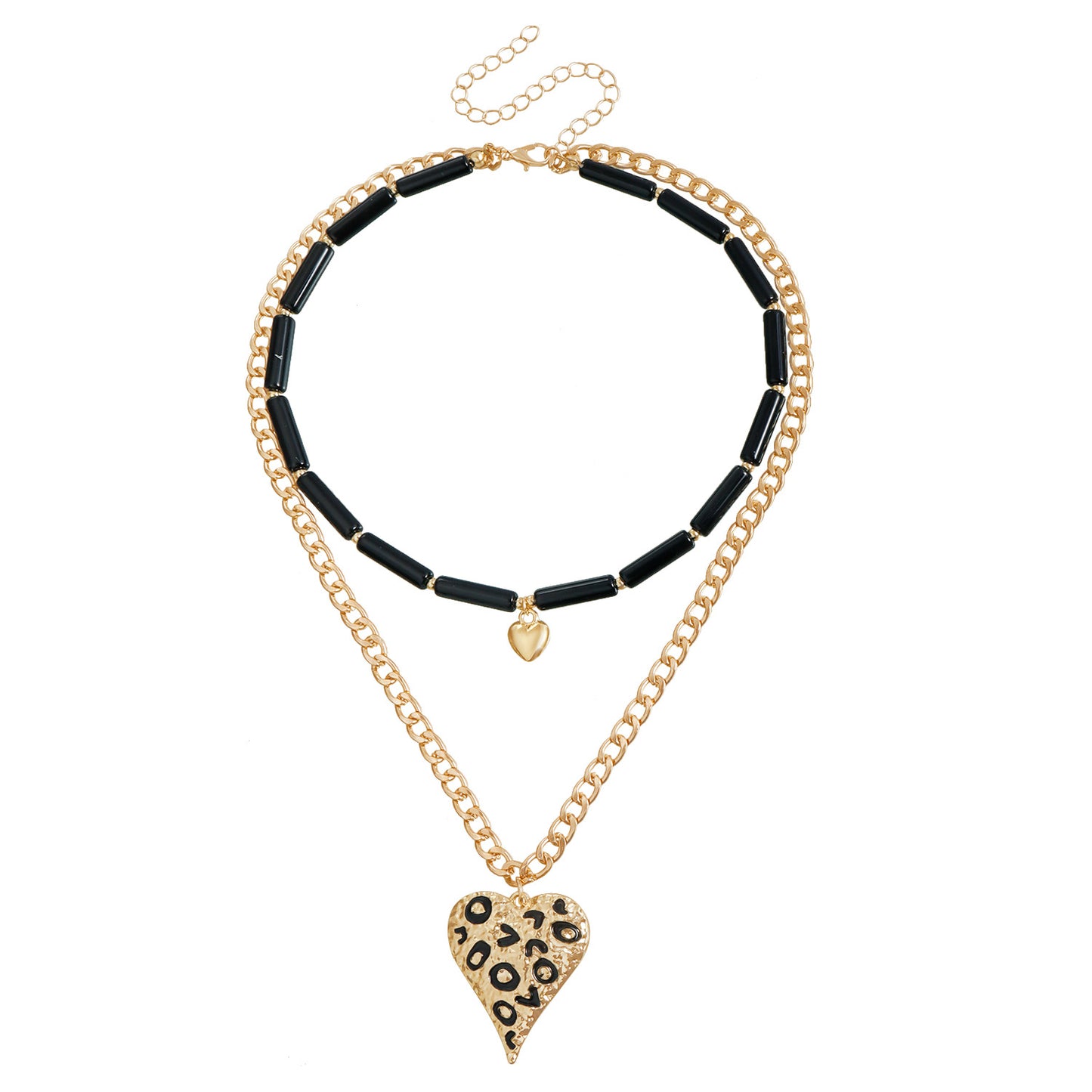 Vintage-Style Heart-Shaped Enamel Alloy Pendant Necklace for Women with Clavicle Chain