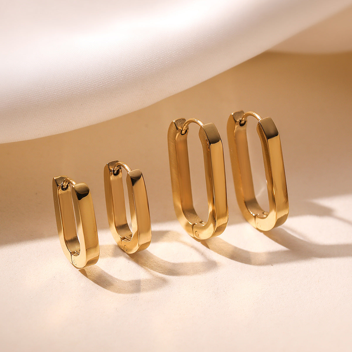 Minimalist 18K Gold Plated Stainless Steel Geometric U-Shaped Earrings for Women