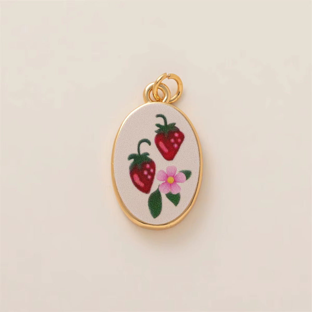 Vintage Minimalist Heart Shape Brass Pendant with Pearl and Rhinestone Inlay 18K Gold Plated Charm Bar