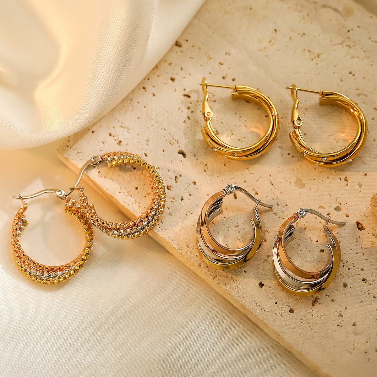 Minimalist Geometric Titanium Steel Ear Cuffs for Women with 18K Gold Plating Vintage-Inspired Design