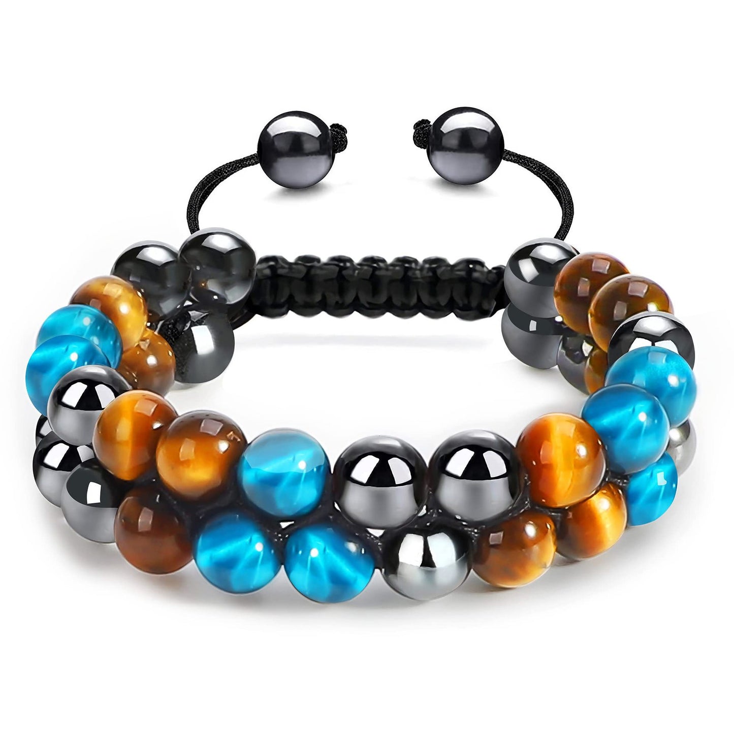 Unisex Animal Charm Alloy Bracelet with Natural Turquoise Agate and Crystal Stones