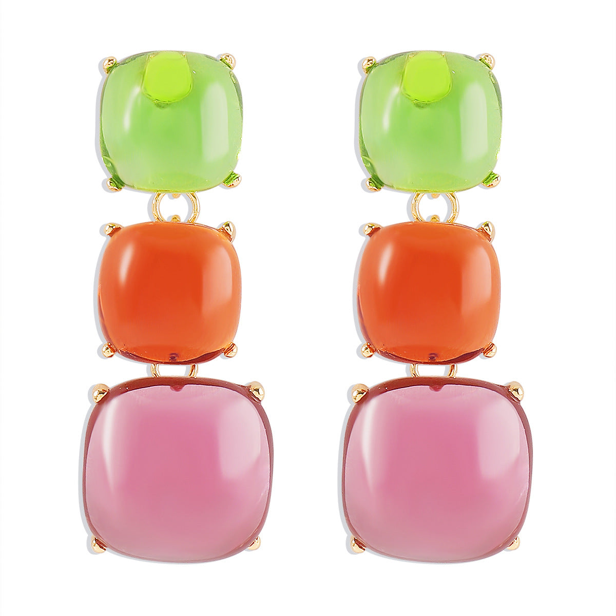 Conjunto de gargantilla geométrica acrílica dulce y atrevida con pendientes a juego para mujer