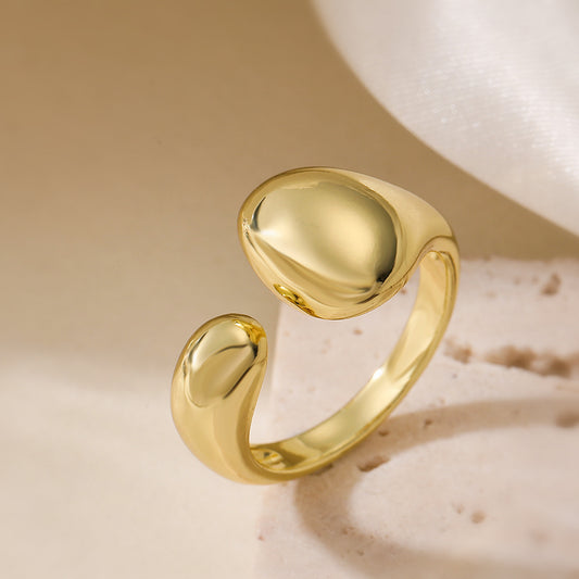 Minimalist Geometric Open Ring for Women in Copper with 18K Gold Plating
