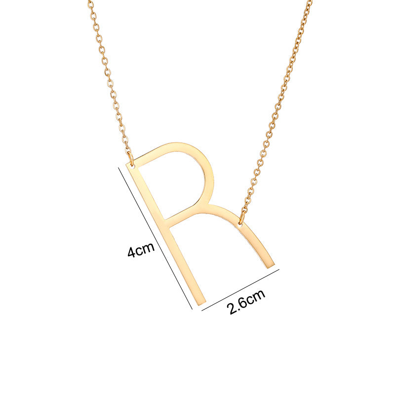 Collar Minimalista con Dije de Letra Chapado en Acero de Titanio para Mujer con Cadena de Eslabones Ajustable