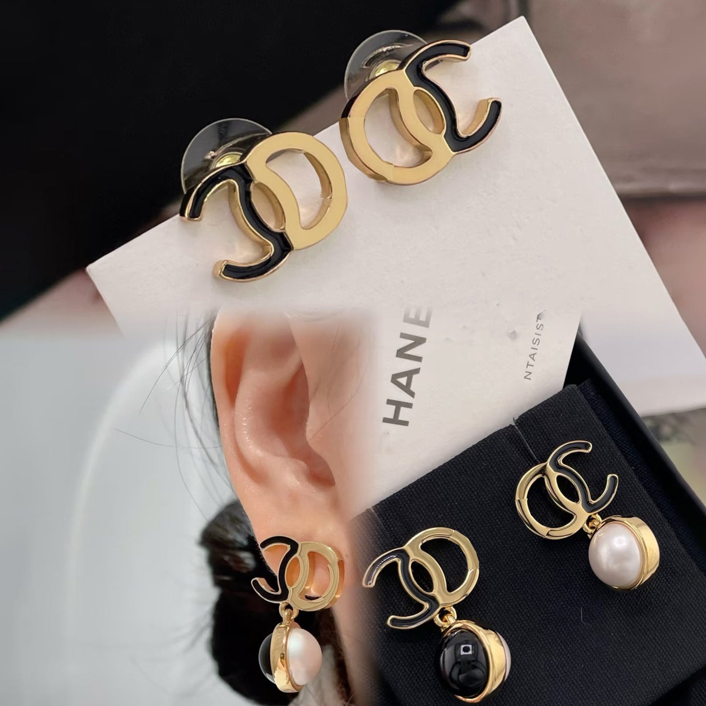 Elegant Gold Plated Brass Double C Letter Pearl Necklace for Women