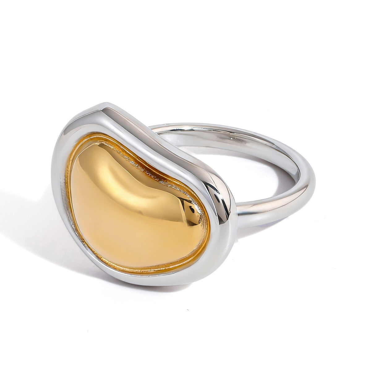 Anello geometrico in acciaio inossidabile con placcatura in oro PVD sottovuoto da donna Accessorio di moda lussuoso e minimalista
