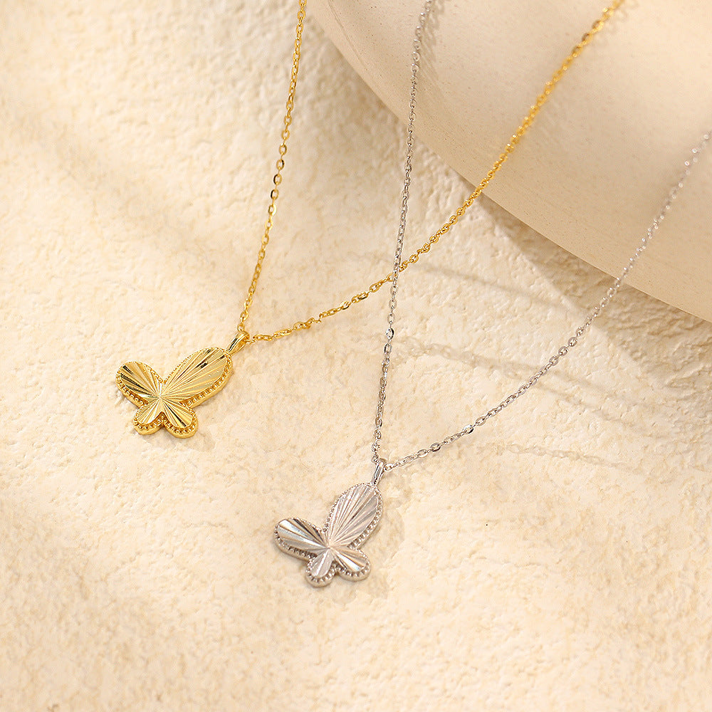 Dolce Collana con Ciondolo a Farfalla Placcato Argento Sterling 925, Stile Minimalista, per Donna