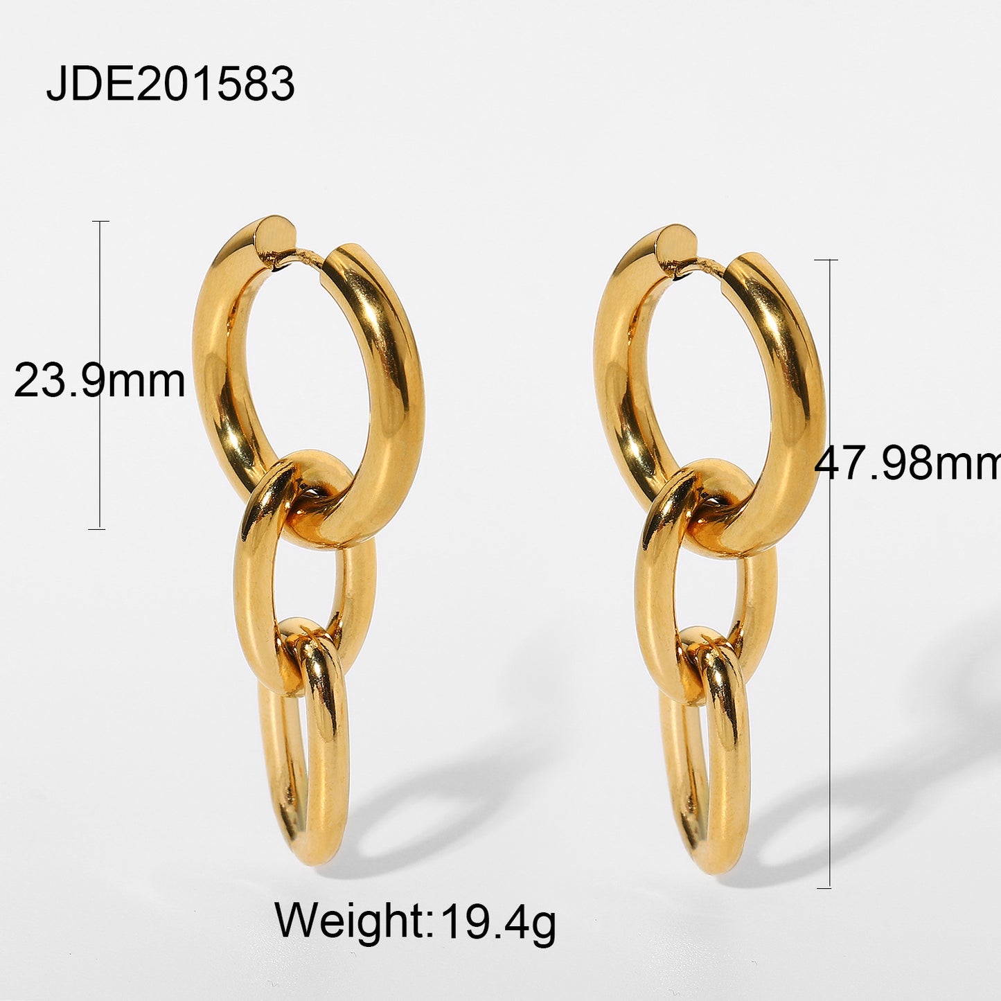 Orecchini Minimalisti Rotondi in Acciaio Inossidabile con Ciondolo Placcato Oro 18K
